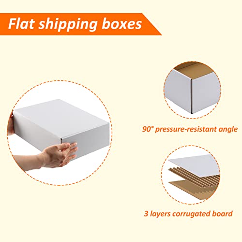 Image of HORLIMER 12x9x4 inches Shipping Boxes Set of 20, White Corrugated Cardboard Box Literature Mailer