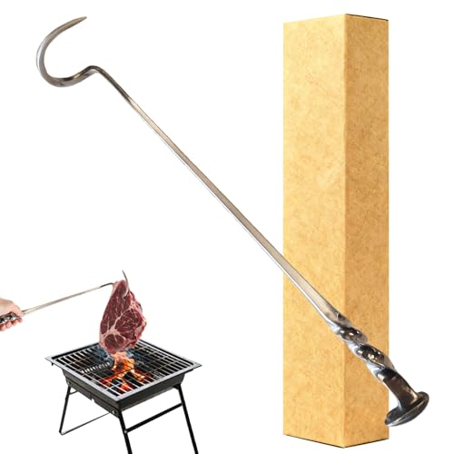 Meat Flipper Grill Hooks for Turning Heavy Duty Stainless Steel BBQ Turner Hooks with Long Handle for Flipping Ribs Pork Shoulder Roast on Smoker Grilling (Right Hand - A)