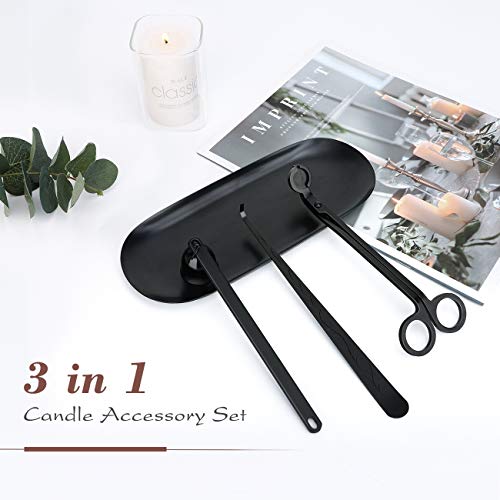 Lewondr Candle Accessoireset, roestvrij stalen tool kit inclusief kandelwikker, tandwiksnijder, kaarshouder, elegant cadeau voor wiebelen, 3 stuks - Image 3