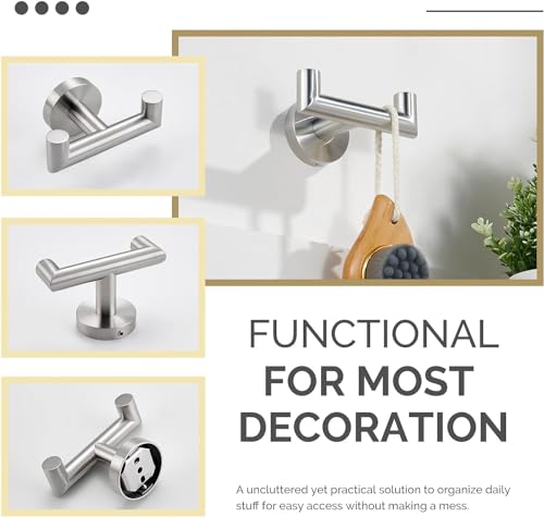 YUET Door Hooks,Double Metal Coat Hooks Wall Mounted - Image 4