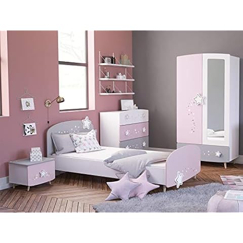 möbelando Kinderzimmer Möbelset Prinzessinenzimmer Mädchenzimmer (4-teilig) Savannah I Cover