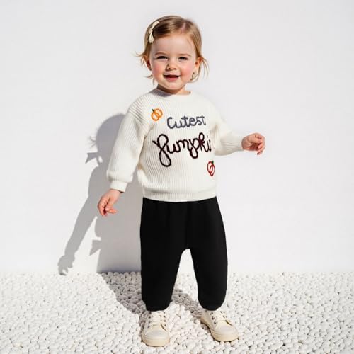 Baby Boy Girl Halloween Sweater Pumpkin Ghost Embroidery Cable Knit Sweater Infant Toddler Halloween Clothes2