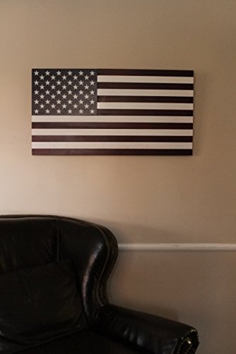 36" X 19" Large Hand-Crafted 100% Made In U.S.A. Wood American Flag Patriotic Wall Art Americana Vintage Colors