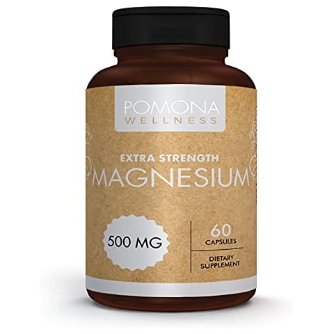 Pomona Wellness Magnesium Supplement, Extra Strength 500mg, Supports Healthy Bones, Sleep And Calm, Muscles & Teeth, Boosts Energy & Relaxation, Non-GMO, Vegan, 60 Capsules Cover