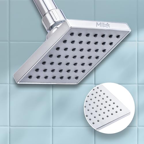Image of Mila Drizzle Single Function Overhead Shower Head | Rain | Chrome Finish Square Showerhead for Wall Mount | Durable ABS Body, Wide Coverage, Easy Install | Bathroom Fitting (102 * 102mm)