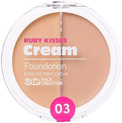 Ruby Kisses Cream Foundation 3D Face Creator 2-Color Foundation and Concealer, 12 Hour Wear Long Lasting, Medium to Full Coverage (Level 3)