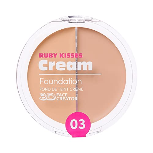Ruby Kisses Cream Foundation 3D Face Creator 2-Color Foundation And Concealer, 12 Hour Wear Long Lasting, Medium To Full Coverage (Level 3) #TOP4