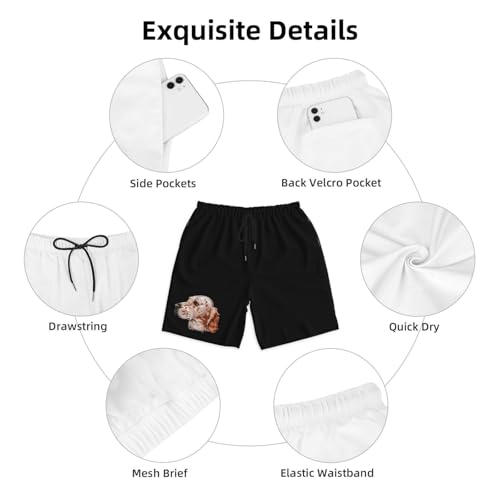 English Setter Dog Men's Quick-Dry Board Shorts 7" - Swim Trunks Summer Hawaii Beach4