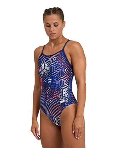 ARENA Performance Kikko Pro Women's Swimsuit Light Drop Back One Piece MaxLife Training Suit, US Flag, US Size 24