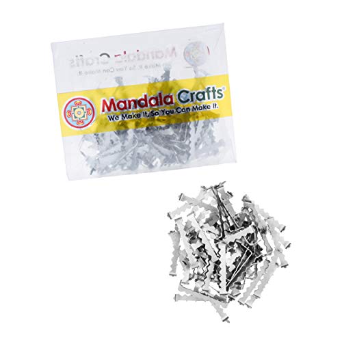 Image of No Nail Sawtooth Picture Hangers - Picture Frame Hangers Without Nails - Nailless Picture Hanging Hardware for Canvas Wood by Mandala Crafts 100 PCs Small Silver