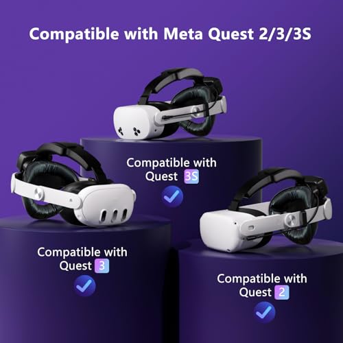 Image of Saqico 20000mAh Dual Magnetic Battery Head Strap Compatible with Meta Oculus Quest 2 /3 /3S, Cool RGB Battery Pack & Easy to Replace Extend VR Playtime-Premium Comfort & Adjustable, Reduce Facial Stress