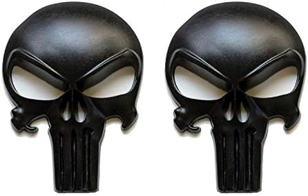 2 Pack Premium Matte Black 3D Metal Decal/Sticker - Tactical Skull for Gun Magazine, Car, Truck, Motorcycle.etc