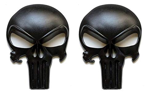 2 Pack Premium Matte Black 3D Metal Decal/Sticker - Tactical Skull For Gun Magazine, Car, Truck, Motorcycle.etc #TOP28