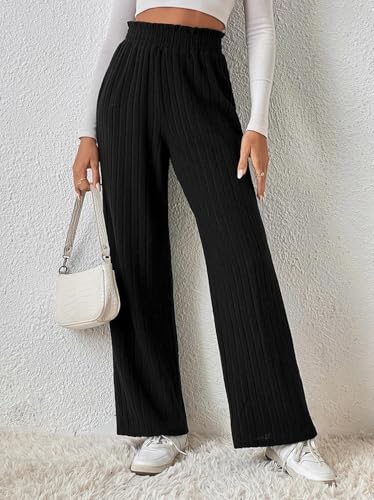Image of KOTTY Womens Solid Pull ON Eerie Black Casual Pants