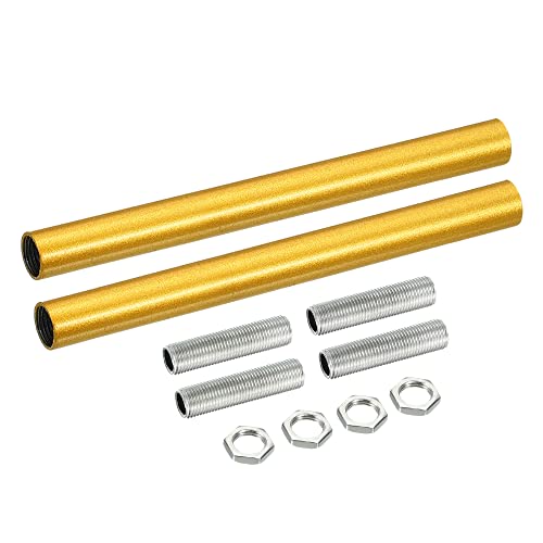 MECCANIXITY Threaded Extension Rod, 5.91" Lamp Pipe with Connector Light Fixture for Pendant Light Island Lighting Chandeliers Stems, Gold Tone 2 Set
