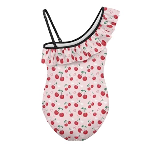 Image of Girls One Piece Swimsuit Ruffled Halter Bathing Suit with Adjustable Strap Beach Sport Swimwear for 3-14 Years