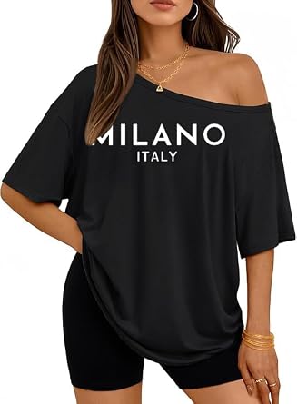 vblane Off-The-Shoulder Tops for Women Oversized Tshirts