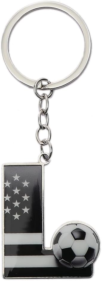 Bag Charms Initial A-Z Letter Keychain Bag Charm Soccer Keychain for Handbags Sports Bag