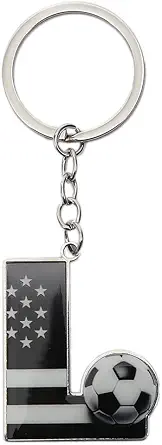 Bag Charms Initial A-Z Letter Keychain Bag Charm Soccer Keychain for Handbags Sports Bag