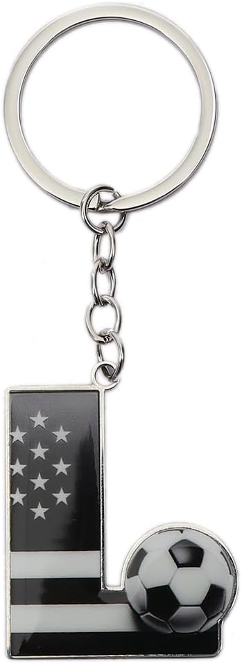 Bag Charms Initial A-Z Letter Keychain Bag Charm Soccer Keychain for Handbags Sports Bag