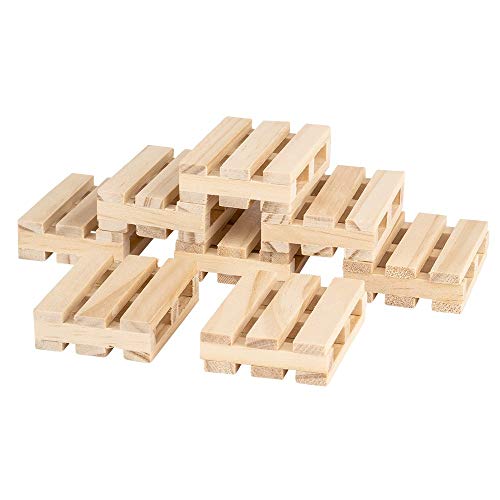 Ideen mit Herz Mini-Paletten | kleine Deko-Paletten aus Holz | ideal zum Basteln, DIY oder als Untersetzer für Getränke (5 x 3,8 x 1,2 cm | 8 Stück)