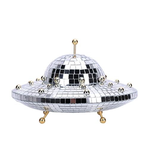 XYQXYQ Retro UFO Disco Ball UFO Decor Space-Themed Reflective Disco Lights for Parties, Small Mirror Disco Ball, and Disco Halloween Decorations for Home Or Bar Decoration