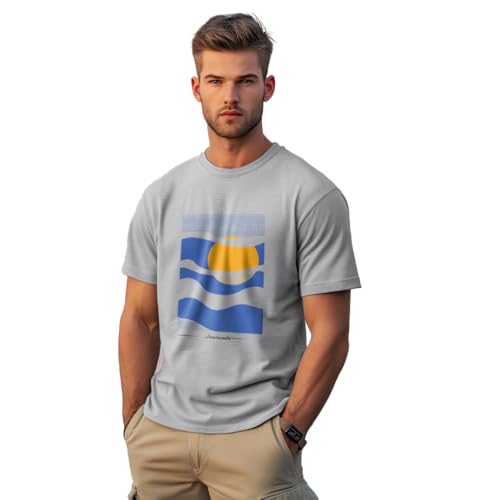 Image of Nobero 100% Cotton T Shirts for Men Stylish | Regular Fit | Graphic Printed T Shirts for Men 180 GSM Combed Cotton | Round Neck Half Sleeve