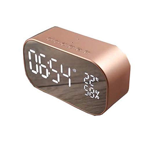 Bluetooth-Lautsprecher Alarmlautsprecher LED-Spiegel Desktop Audio Metallgehäuse Hauptschlafzimmer Doppelwecker Lautsprecher Roségold Uptodate