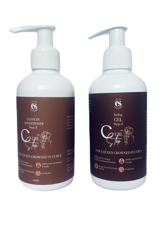 Curlstop Leave-in Conditioner & Gel for Curly & Wavy Hair | Makes Hair Smooth, Soft, Shiny (Pack of 2, 200ml Each)