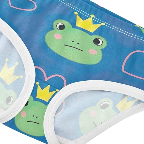 Cute Green Frog Crown Blue Panties Little Girl Toddler Underwear Floral Cotton Colorful Kids Undies Briefs 2t4