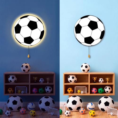 Image of Aurelema Soccer Night Light Wall Lamp Sleeping Nursery Lighting Cute Floating Battery Operated Hanging Lamp for Baby Boys Girls Bedroom Room Nursery Wall Decorations