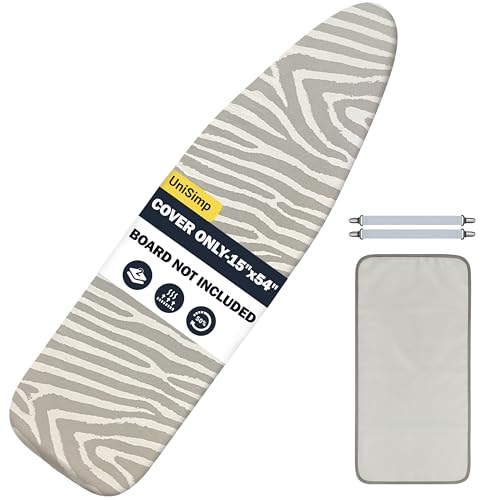 Image of Ironing Board Cover and Pad 15 inchx54 inch Extra Thick Natural Cotton, Scorch and Stain Resistant Padding, Standard Size Iron Board Cover with Fasteners Heavy Duty Elastic Edge, Heatproof Zebra