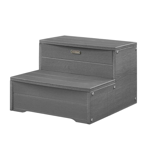 18'' Hot Tub Steps, HDPS Hot Tub Stairs, Waterproof Non Slip Outdoor Spa Steps, Multi-Use Porch Step, Wood Looking, Gray, Weight Capacity 600LBS