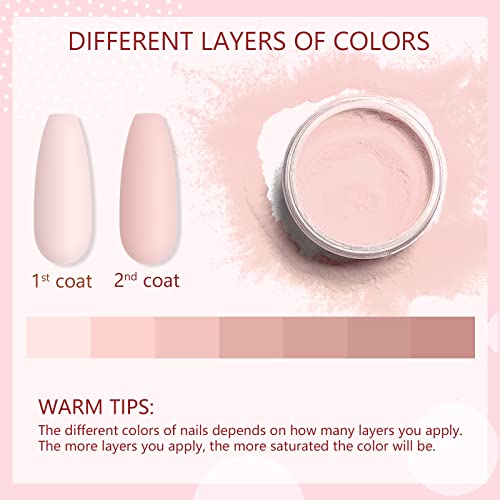 Saviland 60g Nacktes Rosa Dipping Powder – 2.1 Unzen große Flasche Dip Powder French Nail Art Starter Maniküre, Stärkung des Nagelpulvers,Dipping Powder Nails Set Starter keine Nagellampe erforderlich