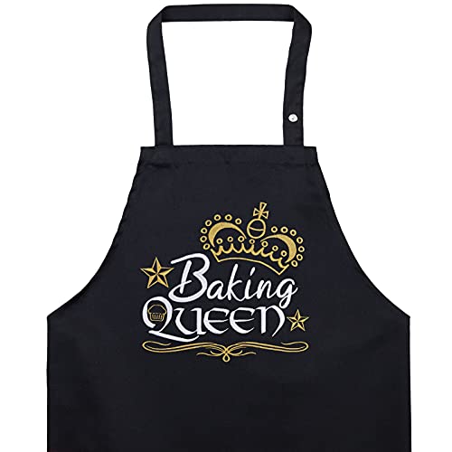 Tablier brodé Baking Queen ajustable résistant aux taches de cuisine