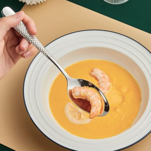 Image of Teaspoon Flatware Set, Premium Food Grade Stainless Steel Tea Spoons, Durable Small Scoop, Cutlery for Kitchen Dessert Spoon Set, Mirror Finish & Dishwasher Safe (6 Pcs Small Spoon, Silver)