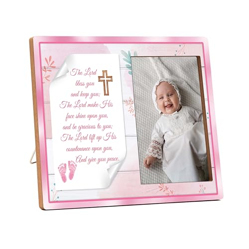 Jusitakeet Baptism Gifts Frame For Girl, The Lord Bless You Baptism Picture Frames cover