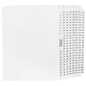 Numbered Dividers 1-200