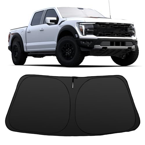 Image of Windshield Sun Shade for 2021-2024 2025 2026 Ford F150 F-150 | Full covered for windshield, Block UV Rays, Heat Reduction, Easy to install, Keeps Car Cooler