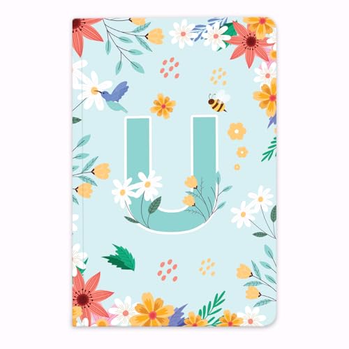 Image of Initial U Premium Soft Bound Notebook Diary for Girls and Women (B6, 90 GSM, 160 Ruled Pages) Floral Design Notebook Journal Diary