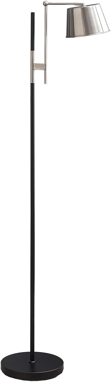 Monarch Specialties I 9693 Lighting, 65" H, Floor Lamp, Black Metal, Nickel Shade, Contemporary