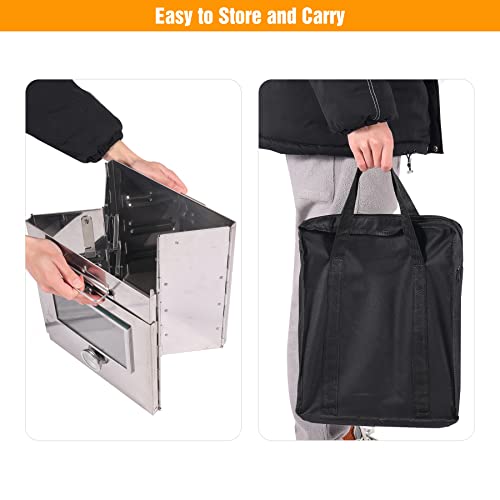 Lineslife Stainless Steel 304 Fastfold Camping Oven With Mesh, Portable Wood Stove Oven For Propane Stove And Camping Stove, Outdoor Cooking, Bbq, Picnic #TOP6