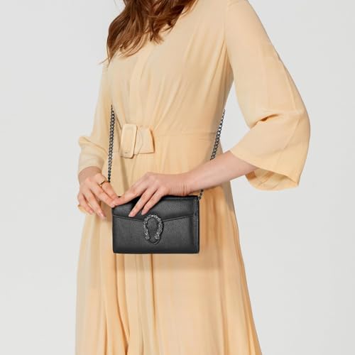 Women's Snake Print Crossbody Shoulder Bag PU Leather Satchel Chain Purse Evening Clutch Handbag 6