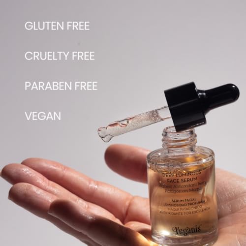 VEGANIS Deep Luminous Facial Serum with Maqui Berry & Vitamin C – Brightening Antioxidant Face Serum for Radiant Skin – 1.0 Fl Oz