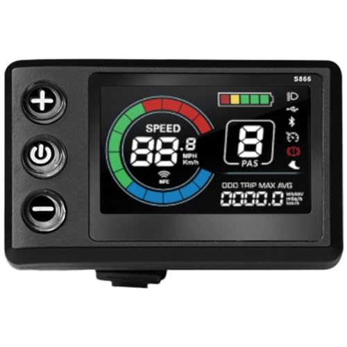 UTTASU Elektrofahrrad Display Bildschirm S866-1S 24V-48V mit USB-Anschluss, klare Sicht bei Sonnenlicht, Echtzeit-Geschwindigkeits- und Batterieüberwachung für E-Bike Controller