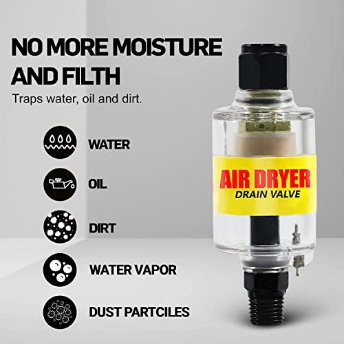 Le Lematec Air Compressor Water Separator, Produces Clean Dry Air, Air Compressor Filter And Air Dryer With Drain Valve #TOP1