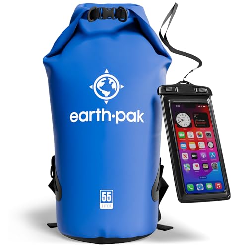 Image of Earth Pak Waterproof Dry Bag - Roll Top Waterproof Backpack Sack Keeps Gear Dry for Kayak with Waterproof Phone Case