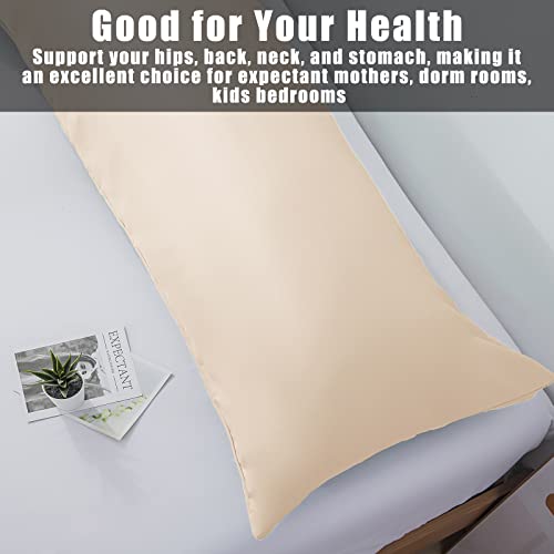 Image of Body Pillow Cases Cover, Bamboo Rayon Body Pillowcases with Zipper Closure, Cooling and Breathable Pillow Case for Hot Sleepers and Night Sweats, 20x54 inches, Khaki