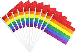 Jsdoin Gay Pride Flags, Hand Waving Rainbow Flags for LGBTQ, Progress Gay Pride Flags for Party Parades, Carnivals, Festival Decorations and Celebrations, Indoor and Outdoor (8.27x5.51inch, 10pc)
