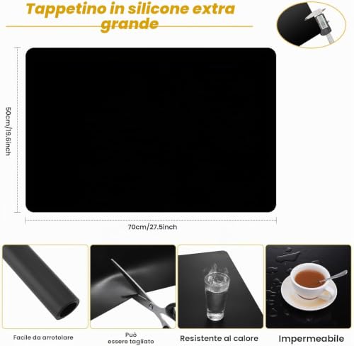 Kssvzz Large Silicone Mat for Resin 70x50 cm, Non Stick Silicone Sheet for Worktops, Heat Resistant Mat Craft Mat, Kitchen Worktop Protector, Black - Image 2